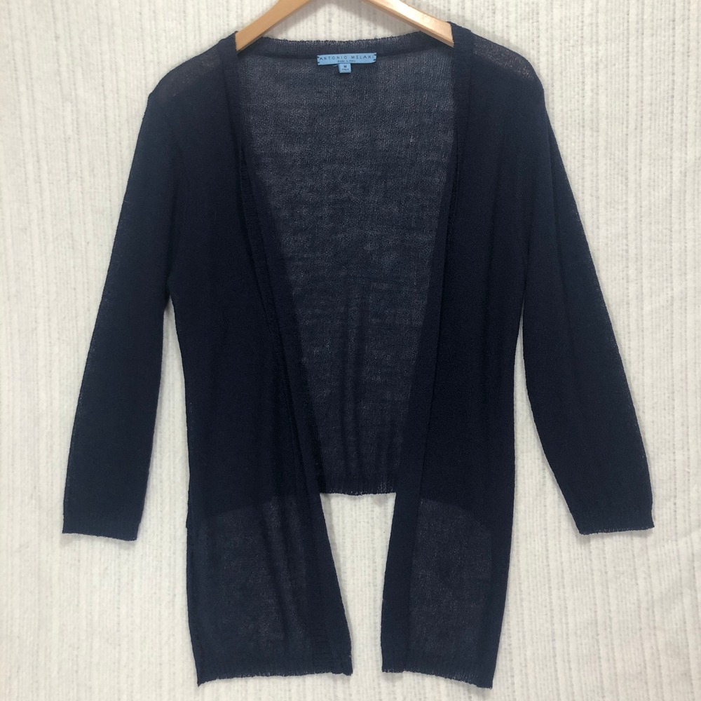 Antonio Melani Cardigan Open Front Knit Lightweight Cover Up Blue Size M